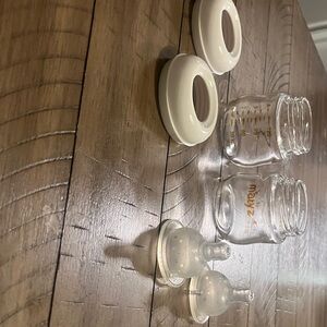 Clear Baby Bottle Set with White Lids